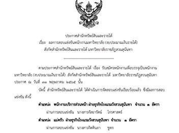 Candidate announcement for front service
officer, university employee (income
budget) 1 position and Cook, university
employee (income budget) 1 position,
Subdivision of Business, Suan Sunandha
Palace Hotel